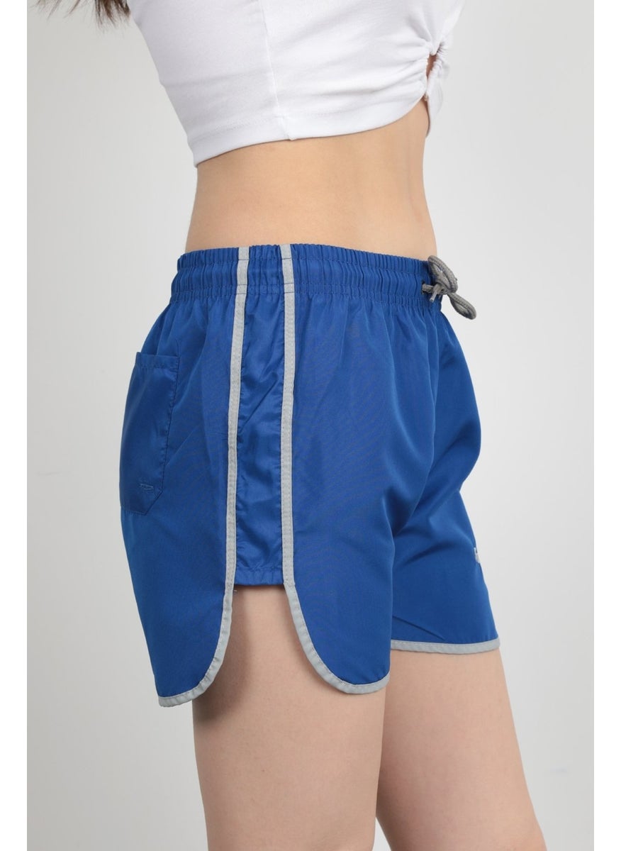 Giysa John Borners Women's Swim Shorts Rope Tie Light Elastic Waist Short Cut Saxe Blue - 5402  - Image 2