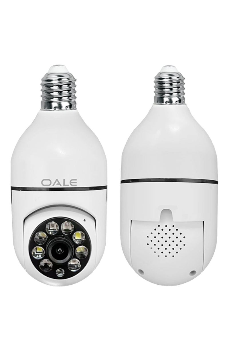 OALE iHome 02 Smart Security Camera 1080*960 HD Resolution, 360° Full View Day & Night Vision, Dual-Track Audio Outdoor Security Camera For Home & Indoor WiFi IP Cameras BT/Wifi Bulb Camera With Holder E27 Base Wireless Camera  - Image 2