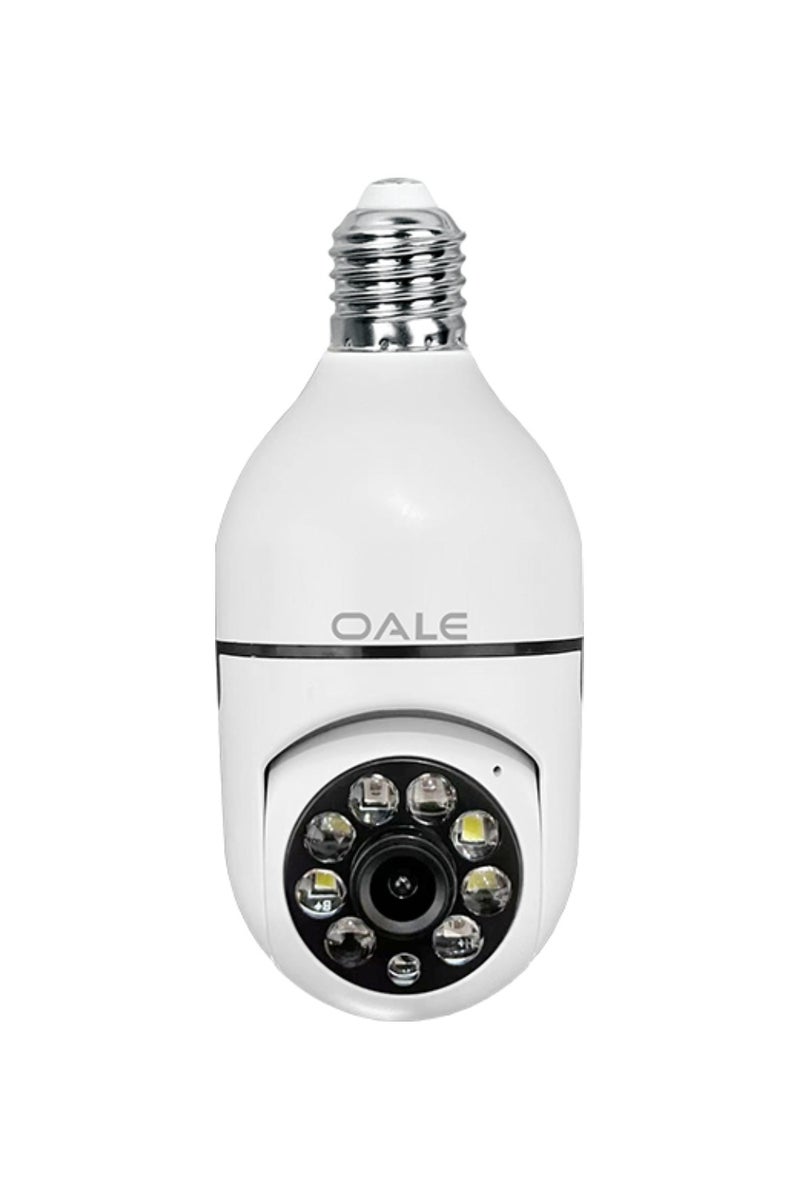OALE iHome 02 Smart Security Camera 1080*960 HD Resolution, 360° Full View Day & Night Vision, Dual-Track Audio Outdoor Security Camera For Home & Indoor WiFi IP Cameras BT/Wifi Bulb Camera With Holder E27 Base Wireless Camera  - Image 5
