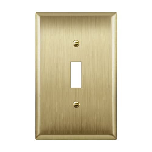 LIDER Toggle Light Switch Metal Wall Plate, Stainless Steel Switch Cover, Corrosion Resistant, Mid-Size 1-Gang 4.88" x 3.11", 201 Stainless Steel, LMWP-11M-BB, Brushed Brass - Image 1