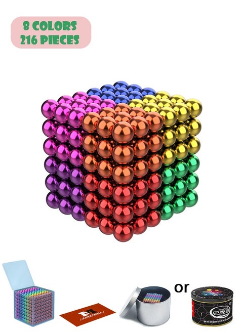 8 Colour BuckyBalls 216-Piece Magnetic Educational Bucky Balls Toys 5 Millimeter