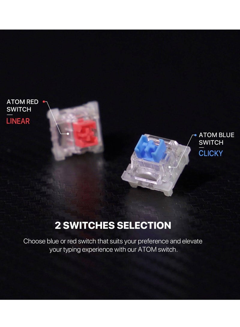 فانتيك ATOM63 MK874V2 لوحة مفاتيح ميكانيكية للألعاب  60% - مفاتيح زرقاء قابلة للتبديل السريع - 17 وضع إضاءة RGB - كابل Type-C قابل للإزالة - غطاء مفاتيح 63 PBT عربي/إنجليزي | أزرق سماوي - Image 5