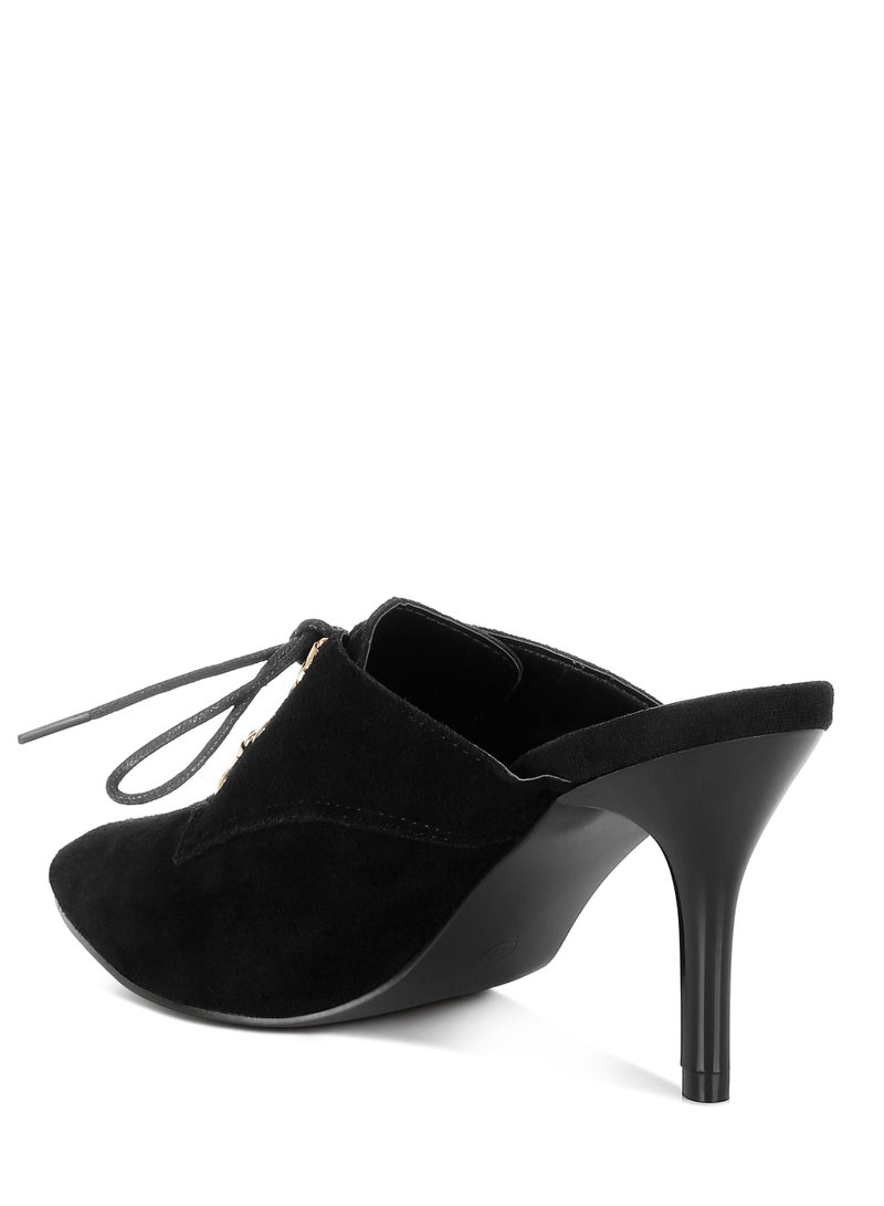 لندن راج أحذية نسائية من جلد الغزال الأصلي من لندن راغ، بكعب عالٍ رفيع، باللون الأسود - Image 3