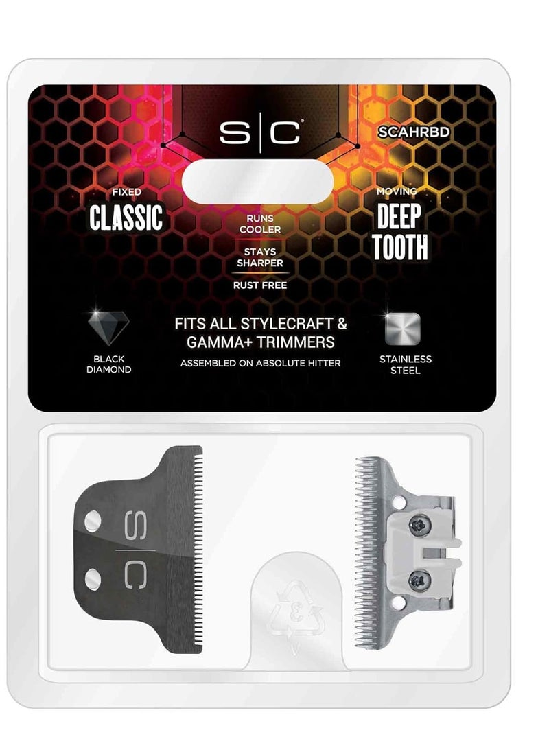 Stylecraft - StyleCraft Replacement Fixed Black Diamond Carbon DLC Hair Trimmer Blade with Stainless Steel Deep Tooth Cutter Set - Image 1