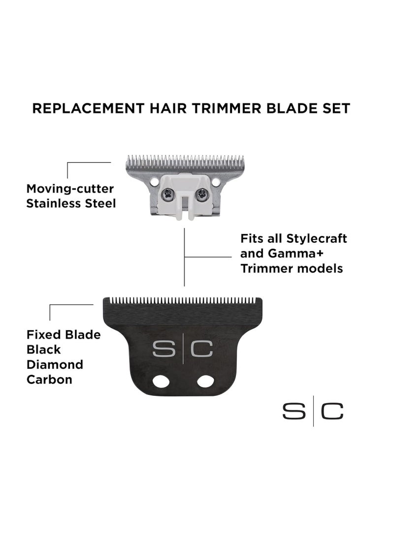 Stylecraft - StyleCraft Replacement Fixed Black Diamond Carbon DLC Hair Trimmer Blade with Stainless Steel Deep Tooth Cutter Set - Image 1