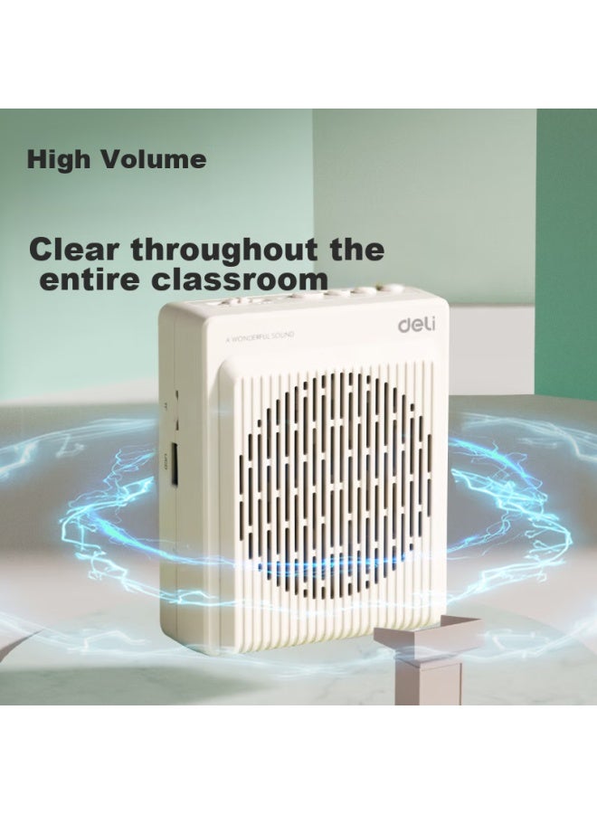 Deli Small Bee Wired Amplifier, Teacher-specific Speaker, 13w Waist-mounted Microphone, Recording, Bluetooth, Card-insertable, Portable Megaphone, Beige - Image 1