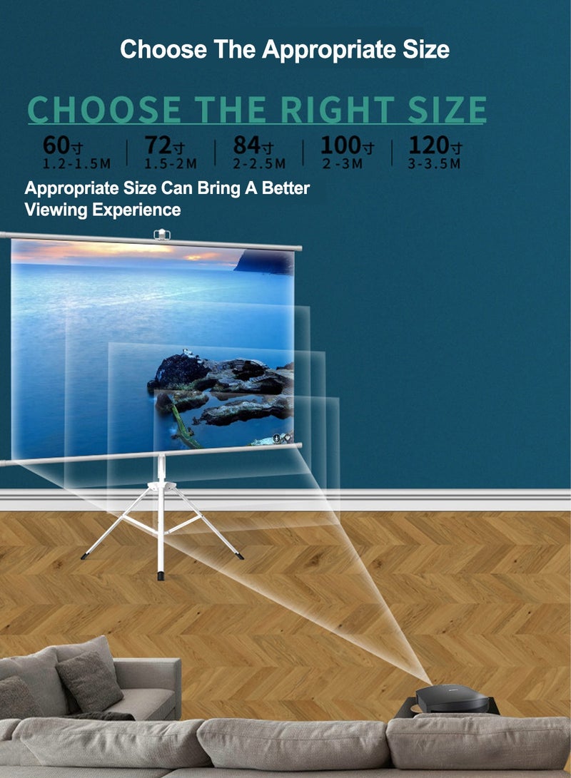ET-LIFE 100 inch 16:9 Portable Projector Screen, White Fiberglass Material, 2-in-1 Wall Mount & Tripod Stand ET100W-169 for Outdoor and Indoor - Image 3