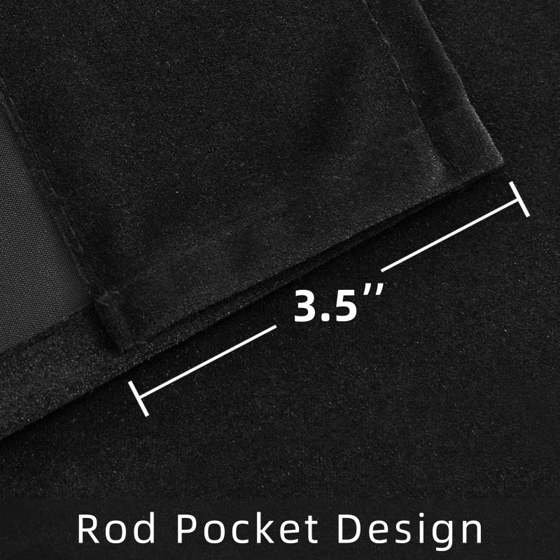 Joydeco Joydeco Velvet Curtains Extra Wide  Long Luxury Black Blackout Thermal Insulated Rod Pocket Window Curtains  Super Soft Room Darkening Drapes for Living Room Bedroom  W100 x L120 Inch  Black  - Image 3