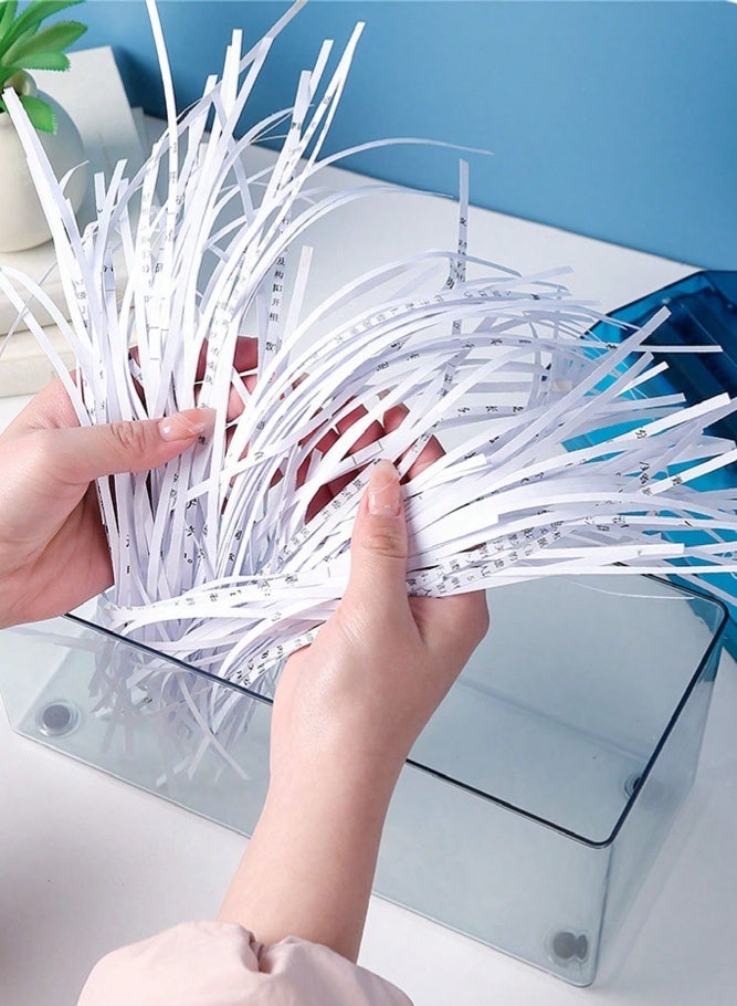 MAIDI 1-Pack Hand-Cranked Mini Paper Shredder, Manual Desktop Document Shredder, No Plug-In Needed, Transparent Waste Paper Storage Box, Ideal for A4 Paper/Bills/Receipts, Home & Office Privacy Protection Tool, Available in Blue & Black - Image 5