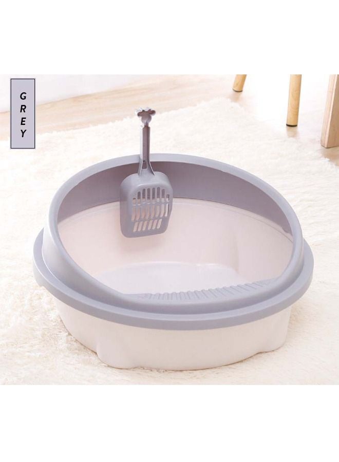 AL THEQA Semi-closed Round Style Inclined Cat Toilet Litter Box(GREY) - Image 3