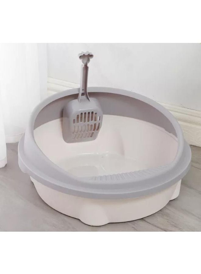 AL THEQA Semi-closed Round Style Inclined Cat Toilet Litter Box(GREY) - Image 2