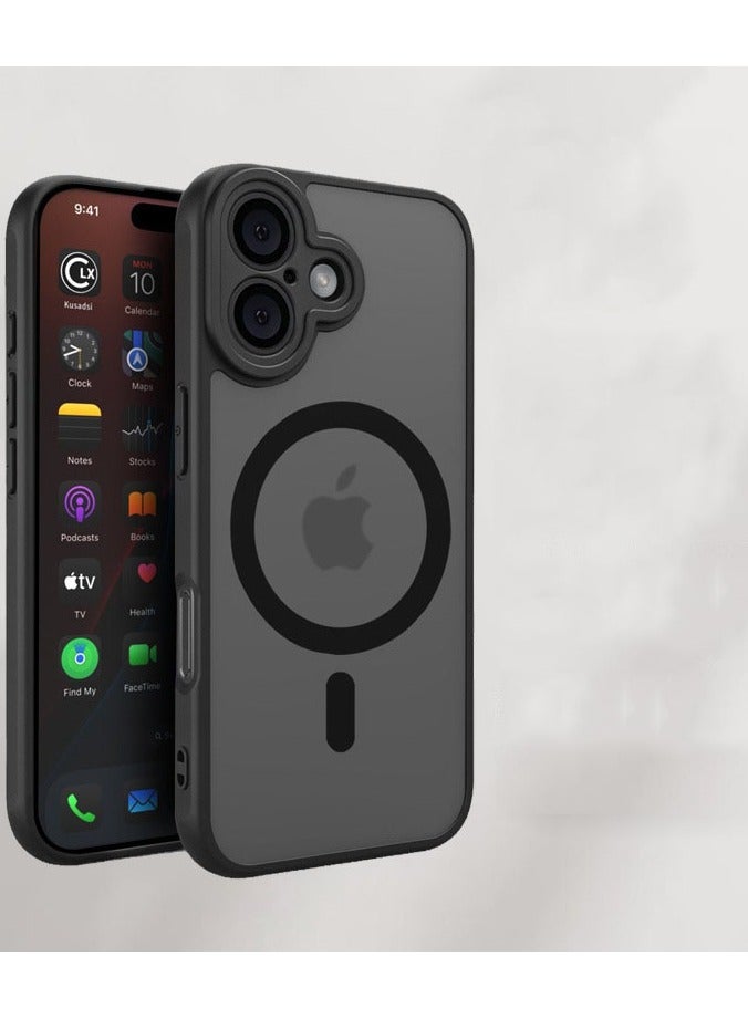 عام غطاء مغناطيسي لآيفون 16 بلس 6.7 بوصة - متوافق مع ماج سيف، إطار هاتف مقاوم للصدمات، إطار TPU مطفأ بلون صلب، ظهر شفاف مقاوم للخدوش - Image 1