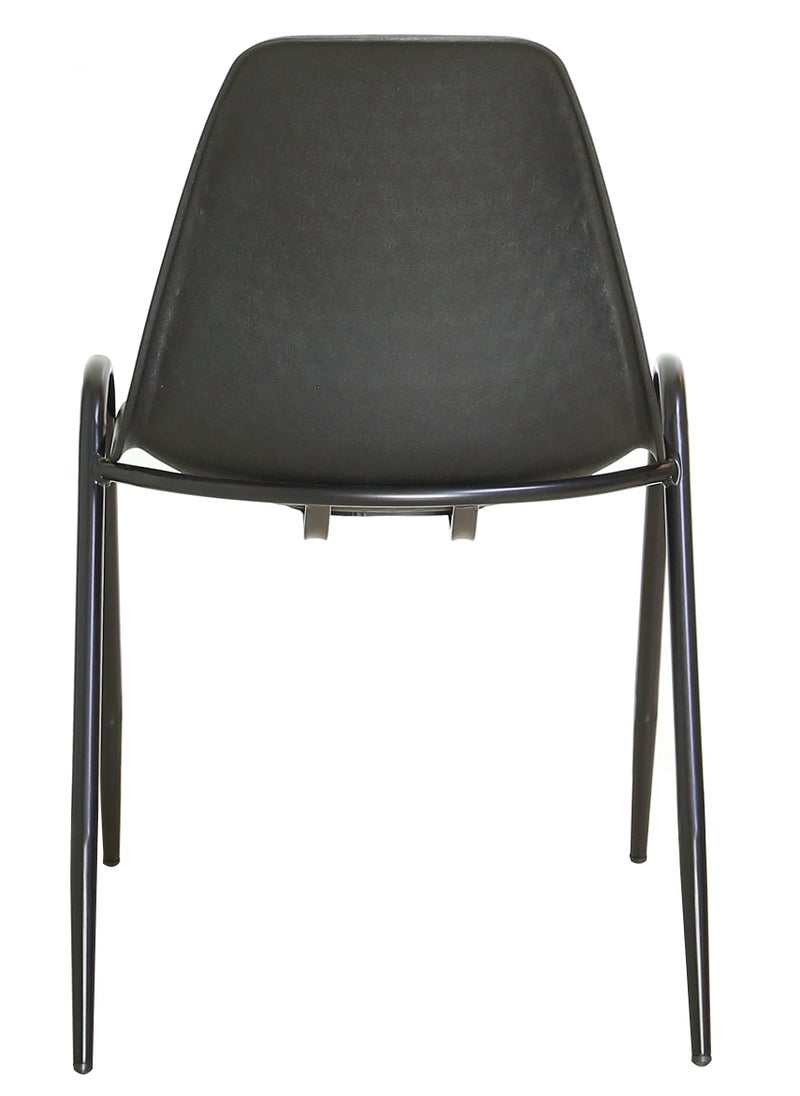 AFT - The Stackable Gust Chair combines modern design and functionality, making it an ideal choice for both indoor and outdoor settings. Featuring a robust plastic body that offers comfort and easy maintenance, this chair is complemented by a sturdy metal frame that ensures durability and stability. Versatile Use: Perfect for offices, dining areas, cafes, events, and outdoor gatherings. Plastic Stacking Chairs for Waiting Rooms and Offices, Ergonomic Lobby Chairs with Patterned Back and Seat. (Black) Arfan - Image 1