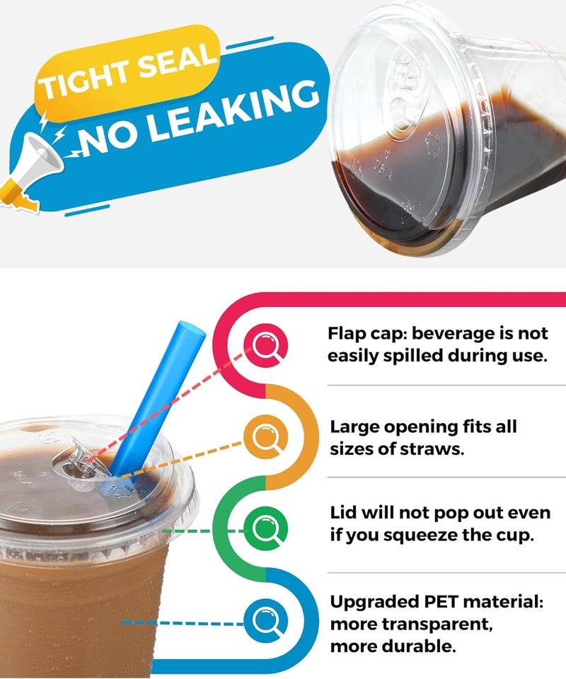 Aatriet 100 Pack 20 oz Clear Plastic Cups with Strawless-Sip-Lids, Disposable Cups Plastic Iced Coffee Cups, To Go Cups with Sip Through Lids for Smoothie, Milkshake, Cold Drinks for Party, Wedding, Event - Image 3