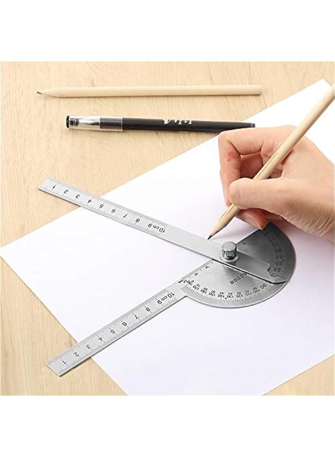 منقلة زاوية، مسطرة تحديد الزوايا بذراعين من الستانلس ستيل، اداة قياس لاعمال النجارة مع 0-180 درجة (10 سم/ 3.94 انش) - Image 5