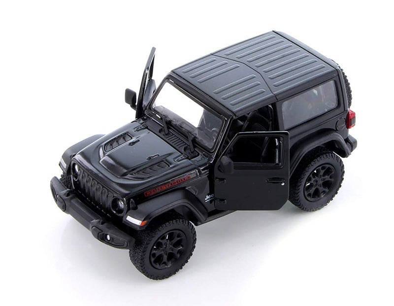 KiNSMART - Jeep Wrangler Rubicon Off Road 4x4 5 inch 1:34 Scale Die Cast Model Replica Toy Car (Black Hardtop) - Image 1