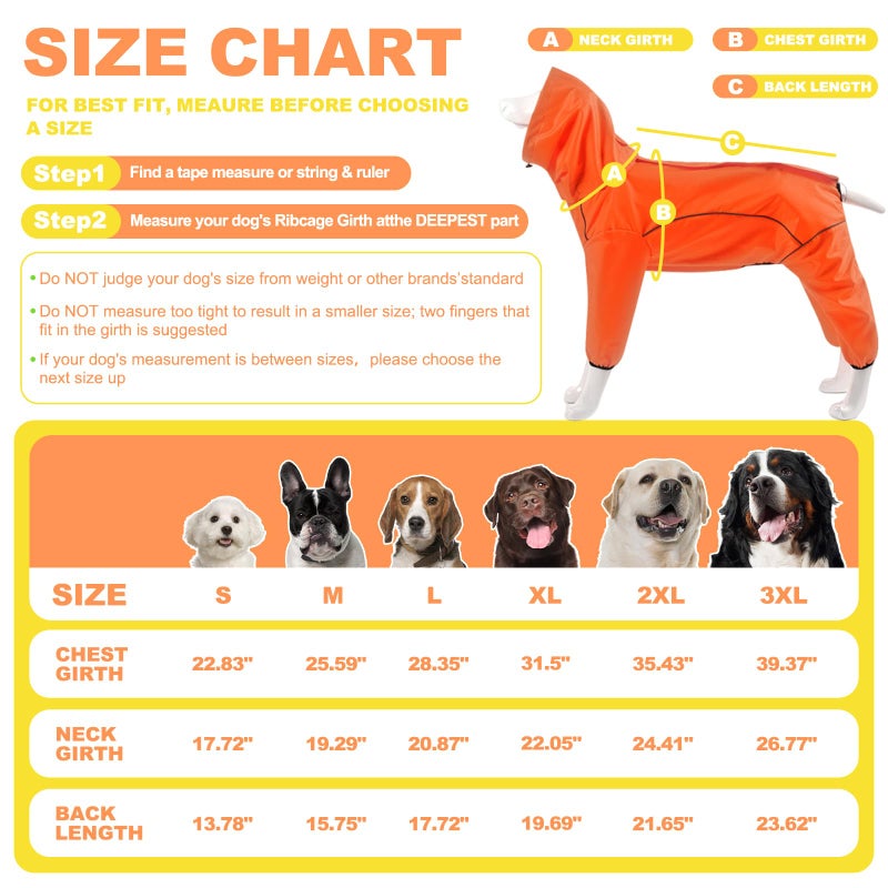ADNIKIA Dog Raincoat, Waterproof Dog Rain Jacket with Removable Hoodï¼ŒAdjustable 4 Legs Pet Poncho with Leash Holeï¼ŒReflective Stripe Hooded Snowproof Windproof Clothes for Small to 3X-Large Dogs, L - Image 3