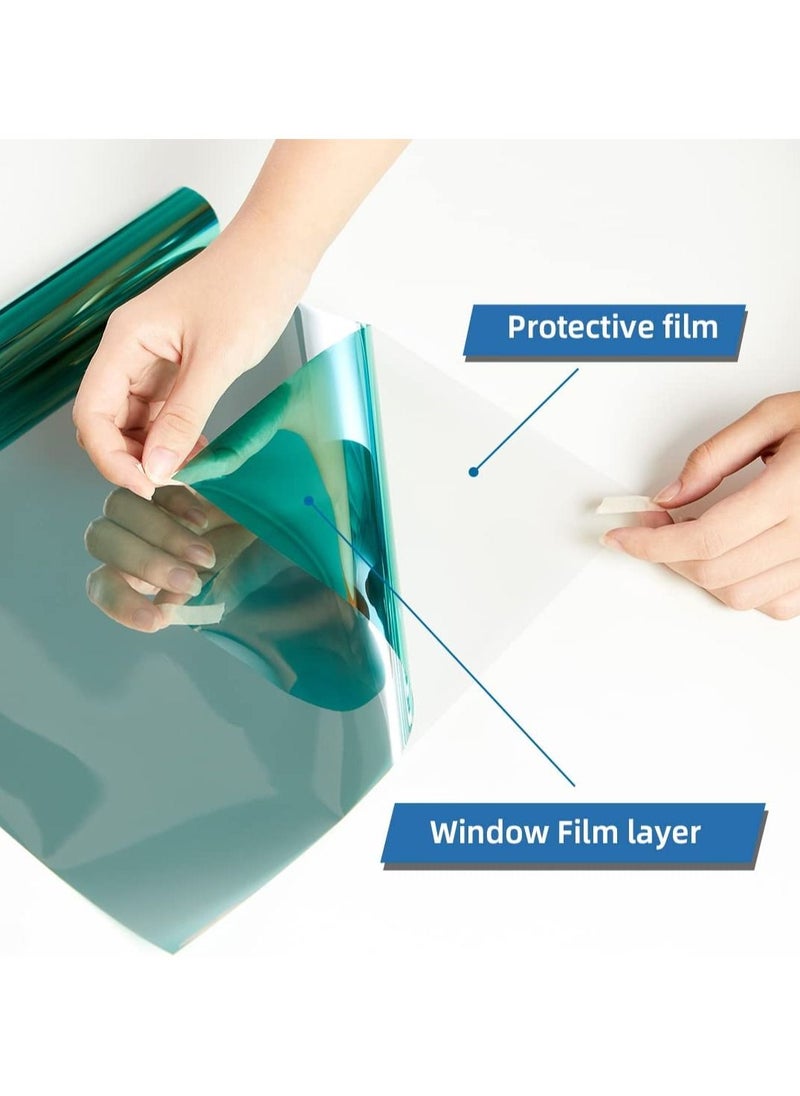 SYOSI - Heat Control Window Film Window Tint Sun Blocking Blackout and UV Protection one-Way Privacy Mirror Reflective Film Explosion-Proof Premium PET Material Comet Green 60 * 200cm - Image 1