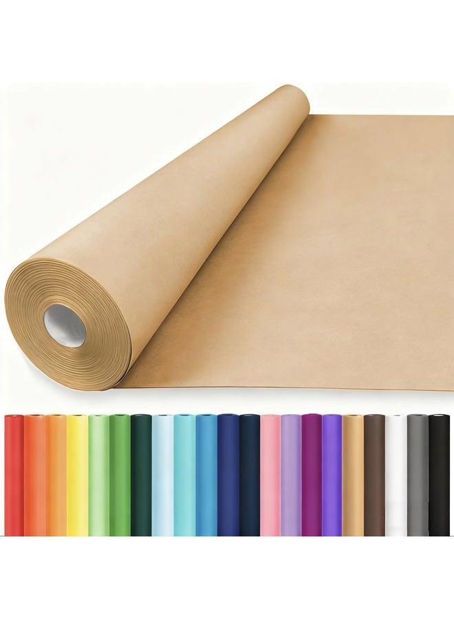 Vanhench 36"x 2520" (210') Brown Wrapping Paper Roll for Bulletin Board Paper, Kraft Paper, Thanksgiving Christmas Gift Art Craft Bouquet Flower Poster Packing Shipping Moving Supplies, 70GSM 50LB - Image 1