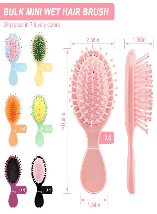 HOFASON 28 Piece Bulk Mini Wet Hair Brush, Women Bridesmaid Gift Toddler Girls Women Small Travel Detangling Brushes Set, Teen Girl Party Favors, Stocking Stuffers, 7 Colors - Image 2