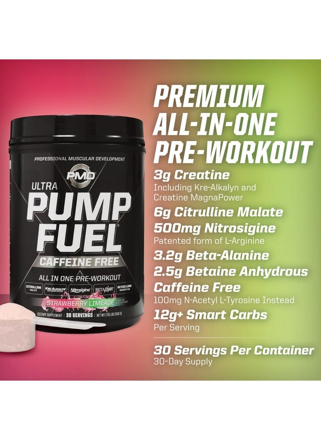 Health & Household Pmd Sports Ultra Pump Fuel Caffeine Free - Pre Workout Drink Mix - Energy, Strength, Endurance, Recovery Complex Carbohydrates And Amino Energy - Strawberry Limeade (30 Servings)  - Image 2