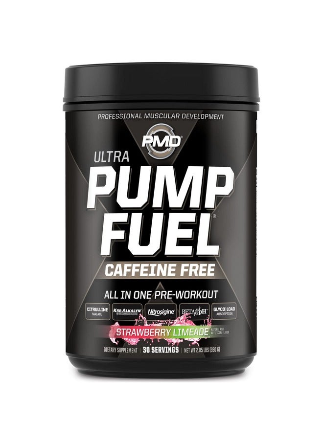 Health & Household Pmd Sports Ultra Pump Fuel Caffeine Free - Pre Workout Drink Mix - Energy, Strength, Endurance, Recovery Complex Carbohydrates And Amino Energy - Strawberry Limeade (30 Servings)  - Image 1