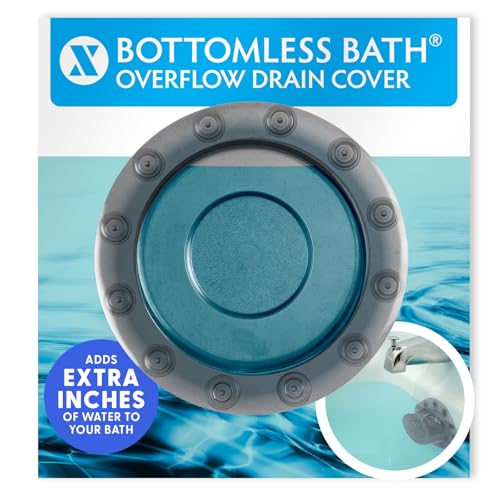 SlipX Solutions Bottomless Bath Overflow Drain Cover for Tub, Adds Inches of Water to Bathtub for a Warmer Deeper Bath, Spa Accessories, Drain Block, Water Stopper Plug (4 inch Inner Diameter, Gray) - Image 1