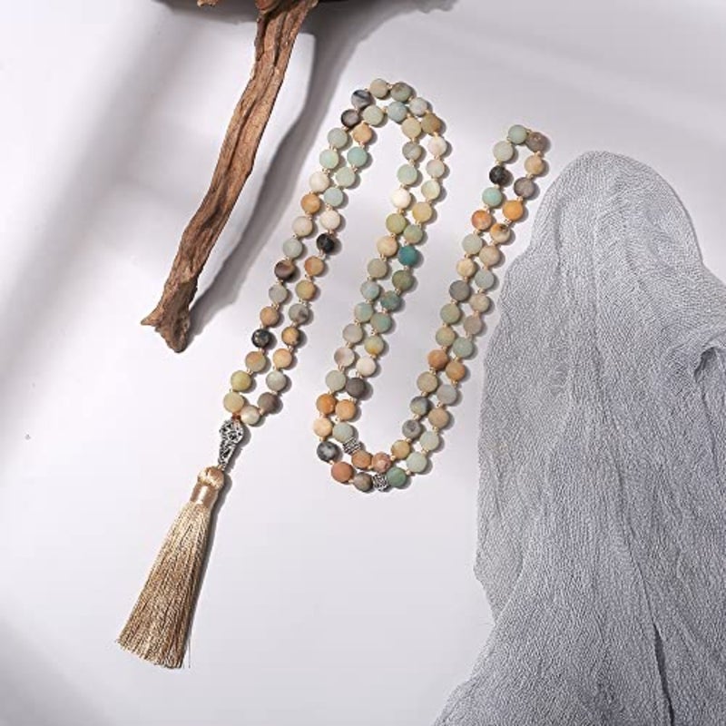 Tasbih Prayer Beads Allah and Muhammad Islamic Misbaha Tasbeeh Sibha 99 and 33 Bead Necklace and Bracelet 8mm Amazonite - Image 3