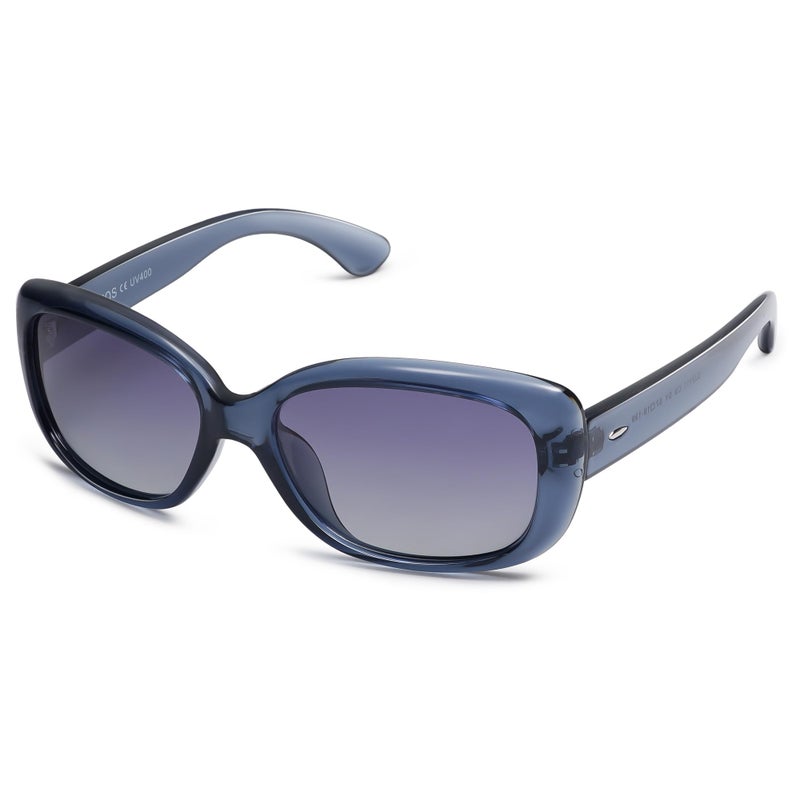 SOJOS Vintage Square Sunglasses for Women Polarized UV Protection Havana Frame SJ2111 Transparent blue Frame Gradient Blue Lens - Image 3