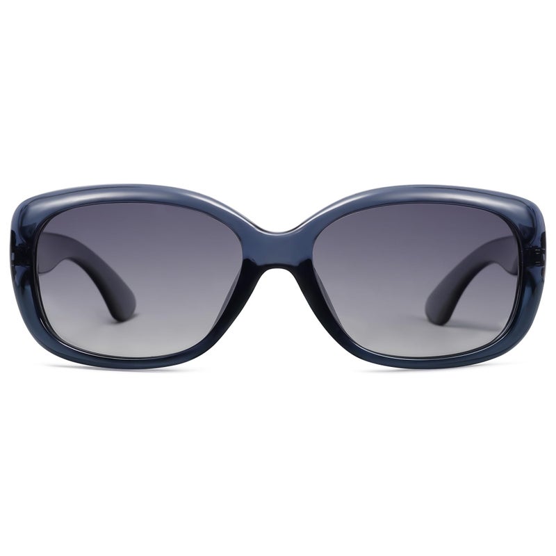 SOJOS Vintage Square Sunglasses for Women Polarized UV Protection Havana Frame SJ2111 Transparent blue Frame Gradient Blue Lens - Image 1