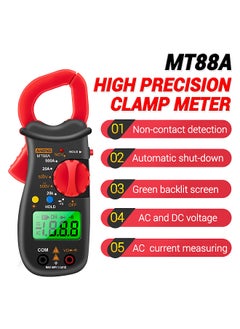 ANENG MT88A Clamp Meter Multimeter LCD Digital Universal Meter 1999 Counts Auto Range Handheld DC/AC Voltage Voltmeter 500A AC Current Ammeter Frequency Capacitance Tester NCV Test Data Hold Green Backlit Screen  - Image 2