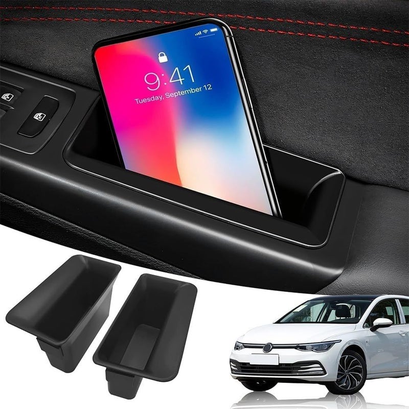 2pcs Car Storage Organizer Tray For VW Golf 8 GTI Mk8 Front Door 2022 2023 - Image 1
