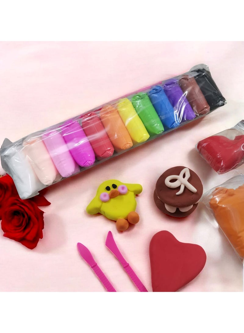 Air Dry Clay, 12 Colors Modeling Clay Set with 3 Sculpting Tools, Clay Art Toy for Adults and Kids, DIY Air Dry Craft Clay Kit - Image 2