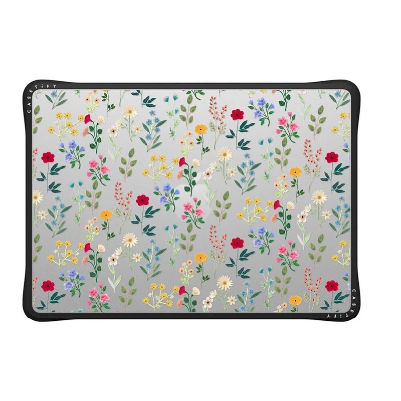 CASETiFY Impact MacBook Air 136 M2M4 Case Cushioned Impact CornersScratchResistantAntiSlip Grip Spring Botanicals 2 Clear Black