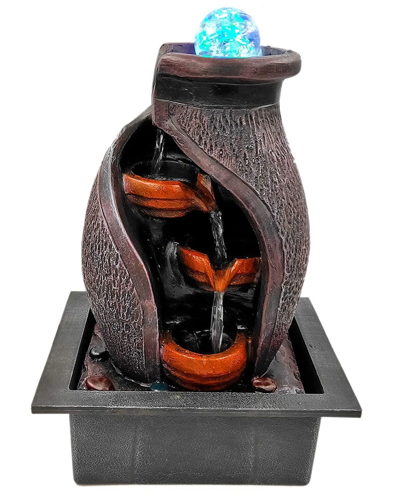 GTC Polyresin Beautiful Mini Waterfall Fountain with Electric Water Pump for Home Decor Show Piece Indoor Decorative Diwali Birthday Item Showpiece (75054, Multicolour) - Image 4