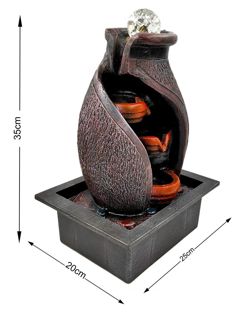 GTC Polyresin Beautiful Mini Waterfall Fountain with Electric Water Pump for Home Decor Show Piece Indoor Decorative Diwali Birthday Item Showpiece (75054, Multicolour) - Image 5
