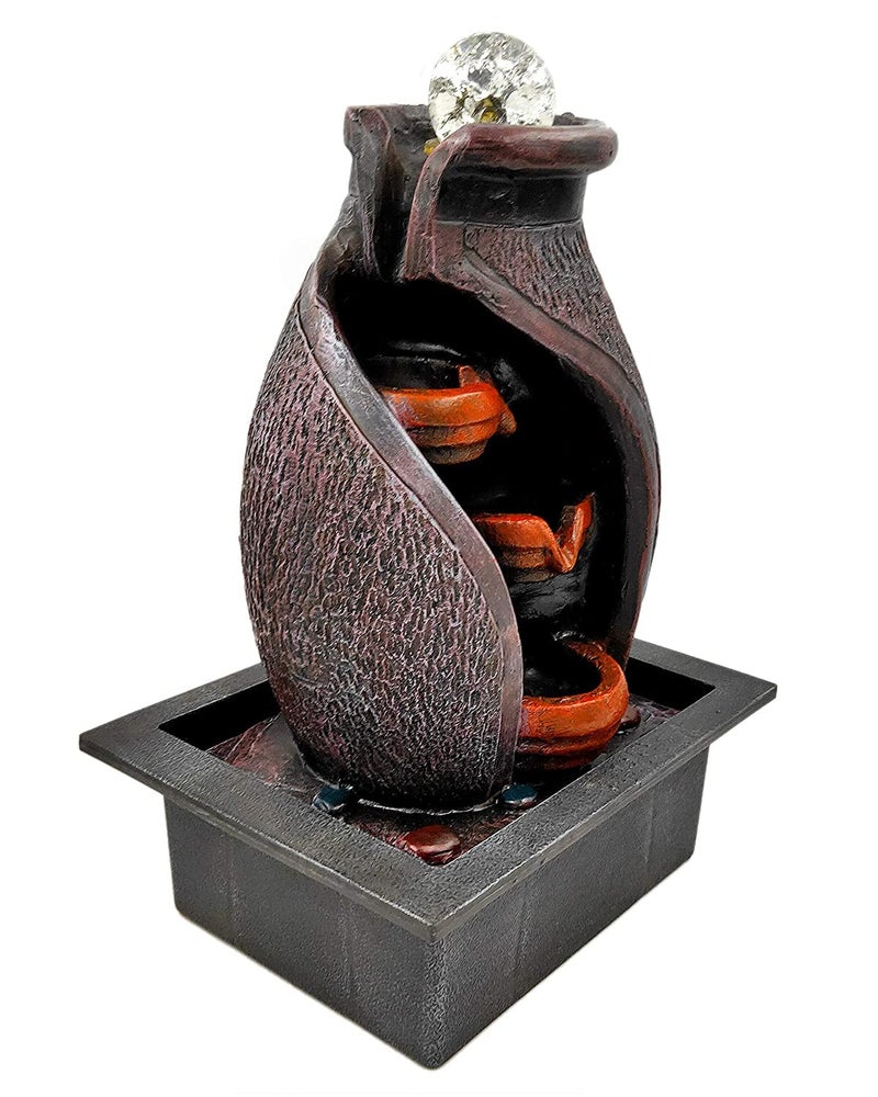 GTC Polyresin Beautiful Mini Waterfall Fountain with Electric Water Pump for Home Decor Show Piece Indoor Decorative Diwali Birthday Item Showpiece (75054, Multicolour) - Image 2