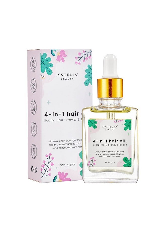 Katelia Beauty 4-in-1 Katelia Beauty Multi-Purpose Hair Treatment: Nourishing Oil for Scalp, Hair, Brow & Beard - Promotes Growth, Strength & Vitality, Anti-Hair Loss, 30 ml  - Image 1