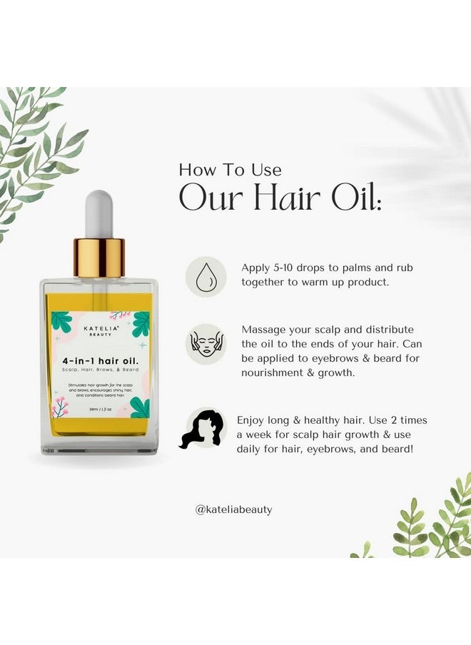 Katelia Beauty 4-in-1 Katelia Beauty Multi-Purpose Hair Treatment: Nourishing Oil for Scalp, Hair, Brow & Beard - Promotes Growth, Strength & Vitality, Anti-Hair Loss, 30 ml  - Image 4