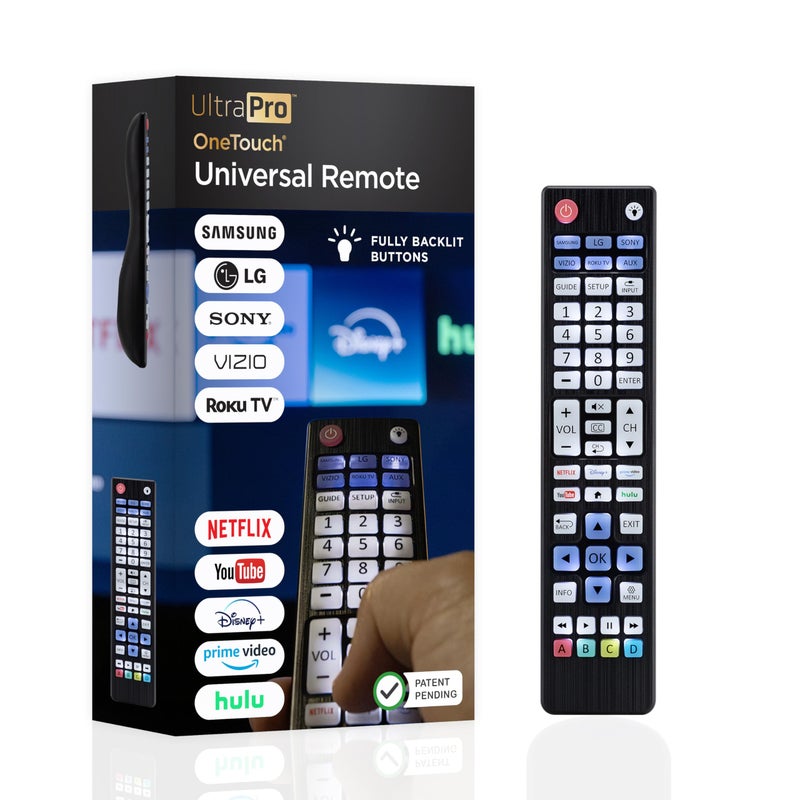 UltraPro ألترا برو ريموت كنترول عالمي بإضاءة خلفية ولمسة واحدة، بديل ريموت التلفزيون لسامسونج، إل جي، فيزيو، سوني، روكو والمزيد، أسهل إعداد على الإطلاق مع دعم أمريكي 80830 - Image 1