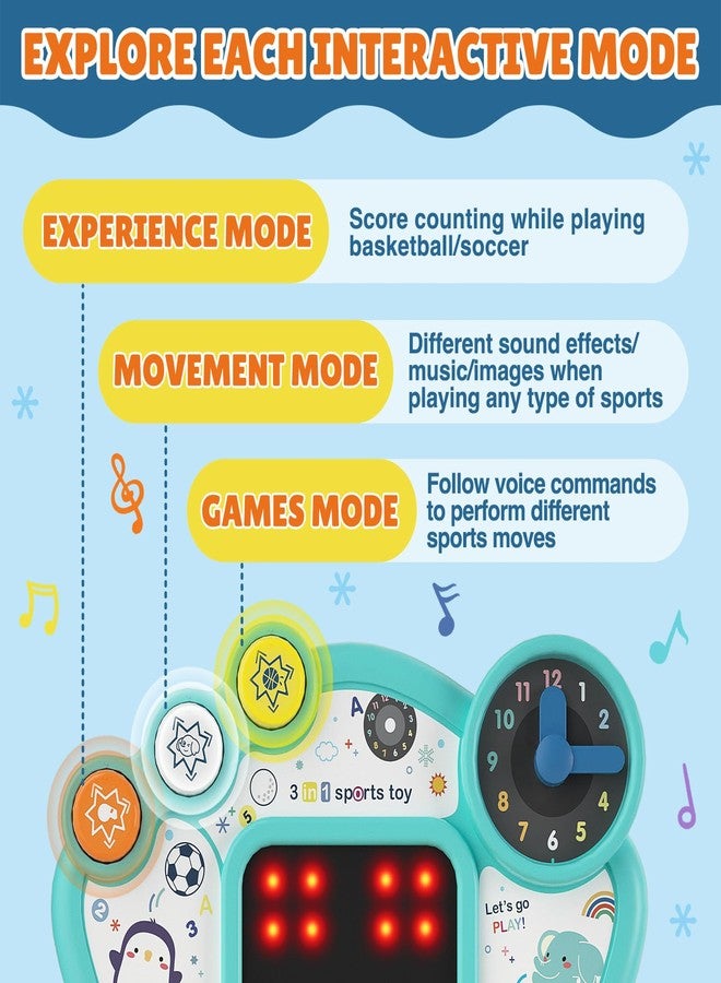 AIGIMU Toddler Sports Toys, 3-in-1 Toddler Basketball Hoop Soccer Golf Activity Center, Basketball Hoop for Kids 1-3,1 2 3 Year Old Boys Girls Toy, Montessori Toys for Toddlers & Baby - Image 4