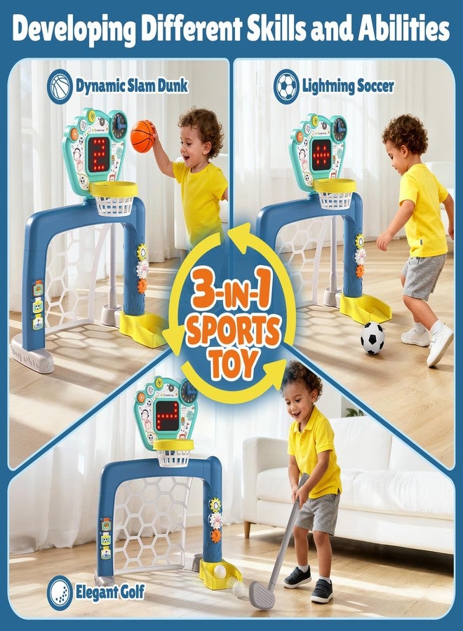 AIGIMU Toddler Sports Toys, 3-in-1 Toddler Basketball Hoop Soccer Golf Activity Center, Basketball Hoop for Kids 1-3,1 2 3 Year Old Boys Girls Toy, Montessori Toys for Toddlers & Baby - Image 2