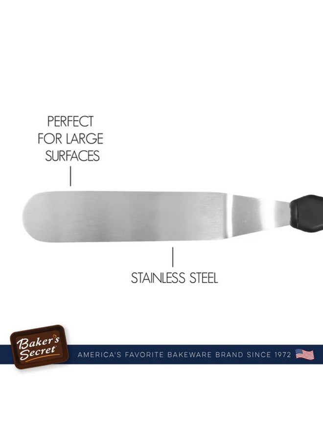 Baker's Secret ملعقة كريمة من الفولاذ المقاوم للصدأ 32.8 سم من بيكرز سيكريت - ملحق مطبخ متين لتزيين الكعك، ونشر، وتنعيم - Image 4