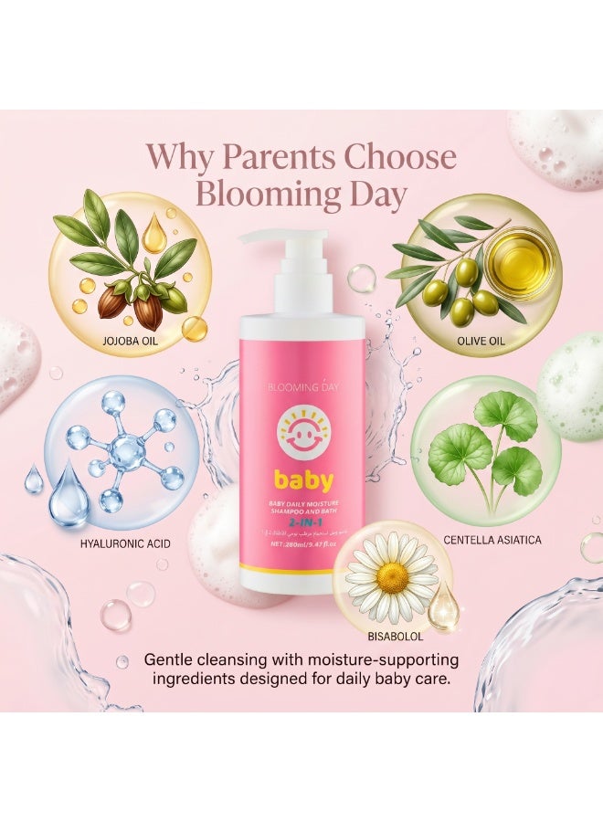 Blooming Day Baby Daily Moisture Shampoo & Bath 2-in-1 280ml | Gentle Baby Shampoo & Body Wash | Hydrating & Soft Care for Delicate Skin - Image 5