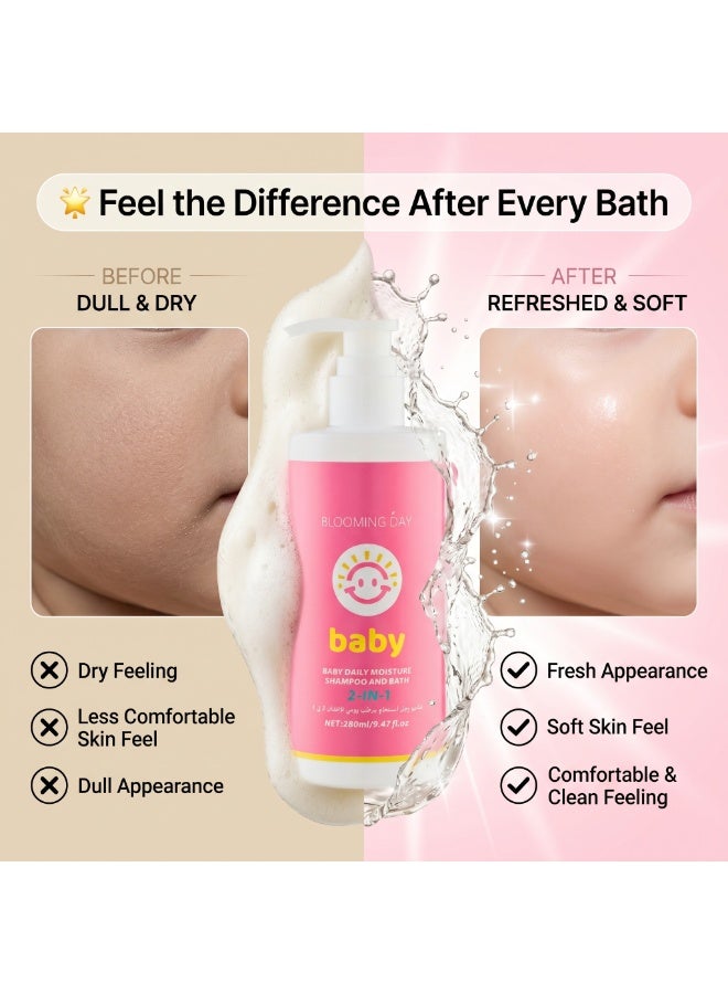 Blooming Day Baby Daily Moisture Shampoo & Bath 2-in-1 280ml | Gentle Baby Shampoo & Body Wash | Hydrating & Soft Care for Delicate Skin - Image 4