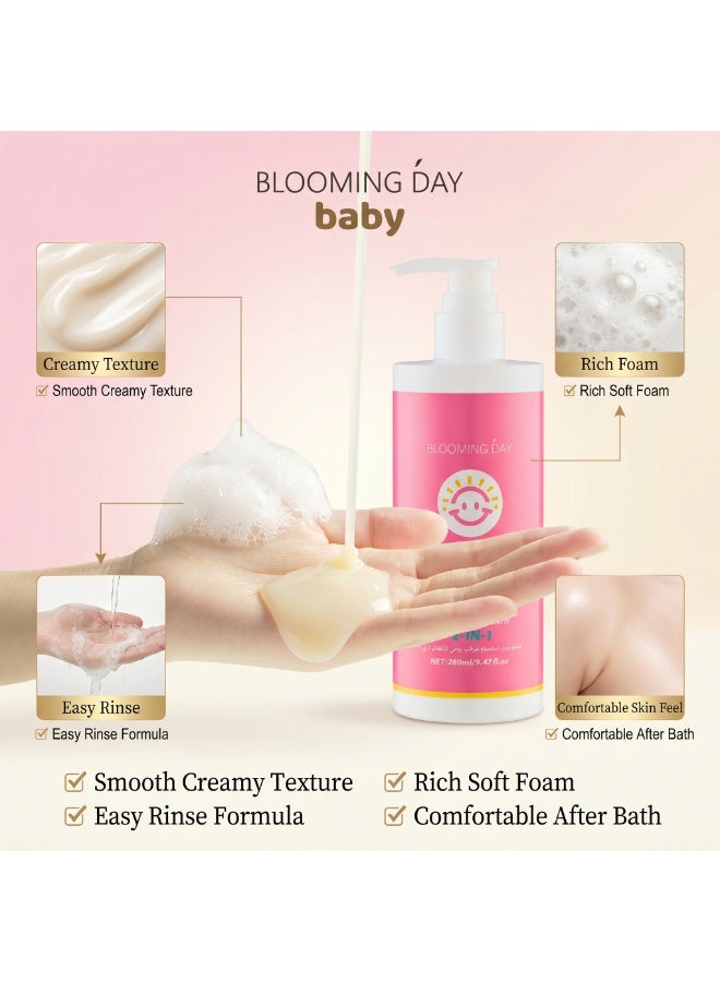Blooming Day Baby Daily Moisture Shampoo & Bath 2-in-1 280ml | Gentle Baby Shampoo & Body Wash | Hydrating & Soft Care for Delicate Skin - Image 3