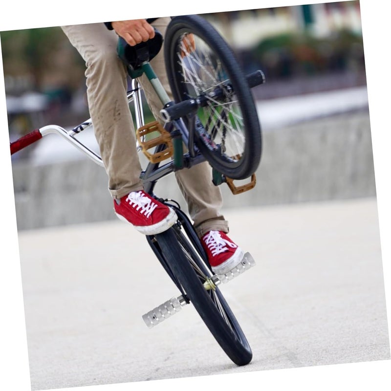 Leno 2 Pcs Bicycle Brackets Front Rear Bicycle Stakes Aluminum Alloy Stunt Bike Stakes Silver Pedals Replacement for Riding - Image 2
