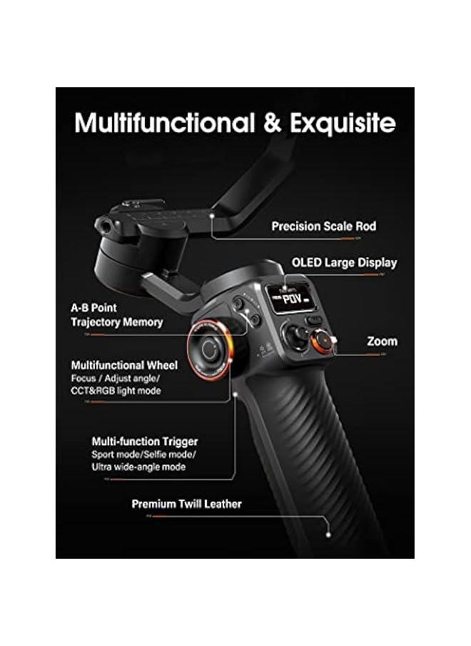 عربست - ثبّت مثبّت الهاتف الذكي iSteady M6 Gimbal Stabilizer ، ترقية 2023 3 محاور للأيفون 14 برو ماكس والأندرويد ، دوران بزاوية 360 درجة ، شاشة OLED لتسجيل الفيديو - Image 1