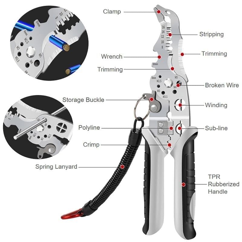 YOZONKY 12 in 1 Multifunctional Wire Stripper Crimper Cable Cutter Plier Professional Wire Stripping Tool Wire Stripper for Electrical Cable Cutter Tools Pack Of 1 WIRE STRIPPER - Image 3