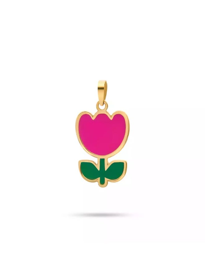 روبي آرت الذهب قلادة من الذهب الخالص عيار 18 قيراطًا مرصعة بالياقوت للبنات - 0.70 جرام - Image 1